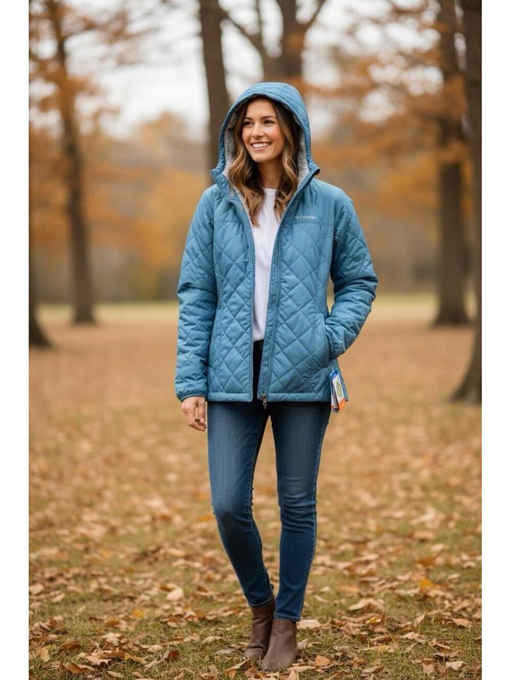 NEW Women's Columbia Copper Crest II Hooded Jacket Size Small Ripple Blue